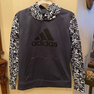 ADIDAS Boys Gray Camo Print Hoodie Sweatshirt Size Large (14/16)